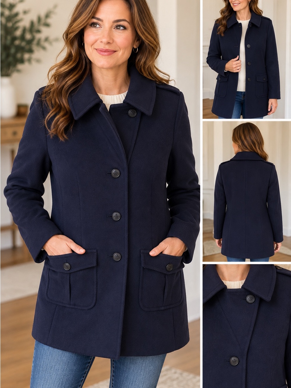 Talbots Navy Wool Peacoat with Flap Pockets